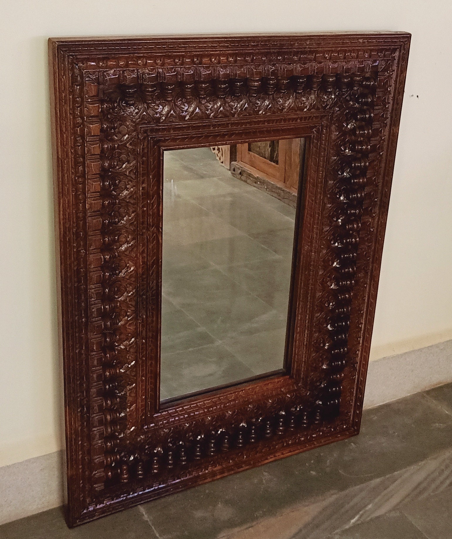 Solid Wood Traditional Carved Wall Hanging Mirror Frame with Etsy