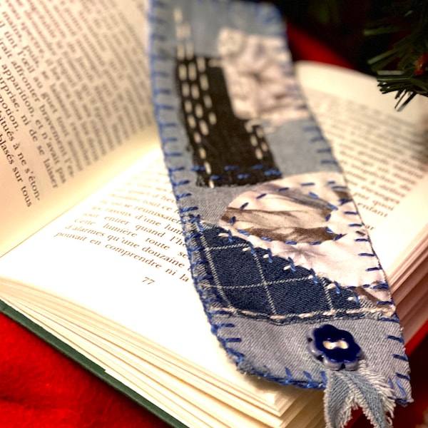 Boro Bookmarks / Denim bookmark / Eco-responsible bookmark/ upcycling