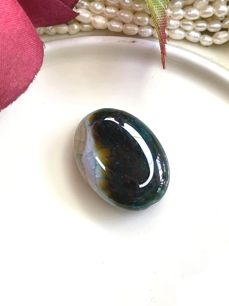 Lovely OCEAN JASPER Oval Pendant Bead 24x18x7mm