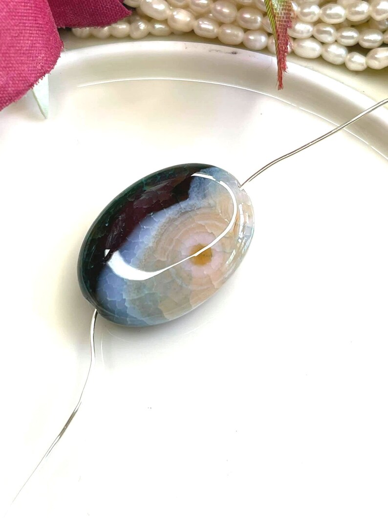 Lovely OCEAN JASPER Oval Pendant Bead 24x18x7mm