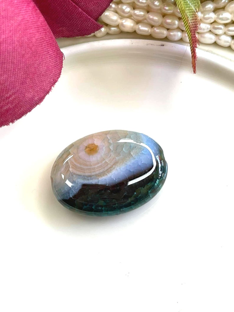 Lovely OCEAN JASPER Oval Pendant Bead 24x18x7mm