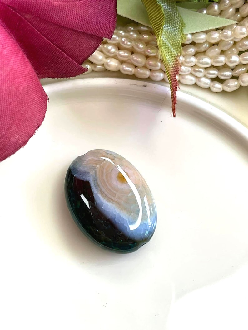 Lovely OCEAN JASPER Oval Pendant Bead 24x18x7mm