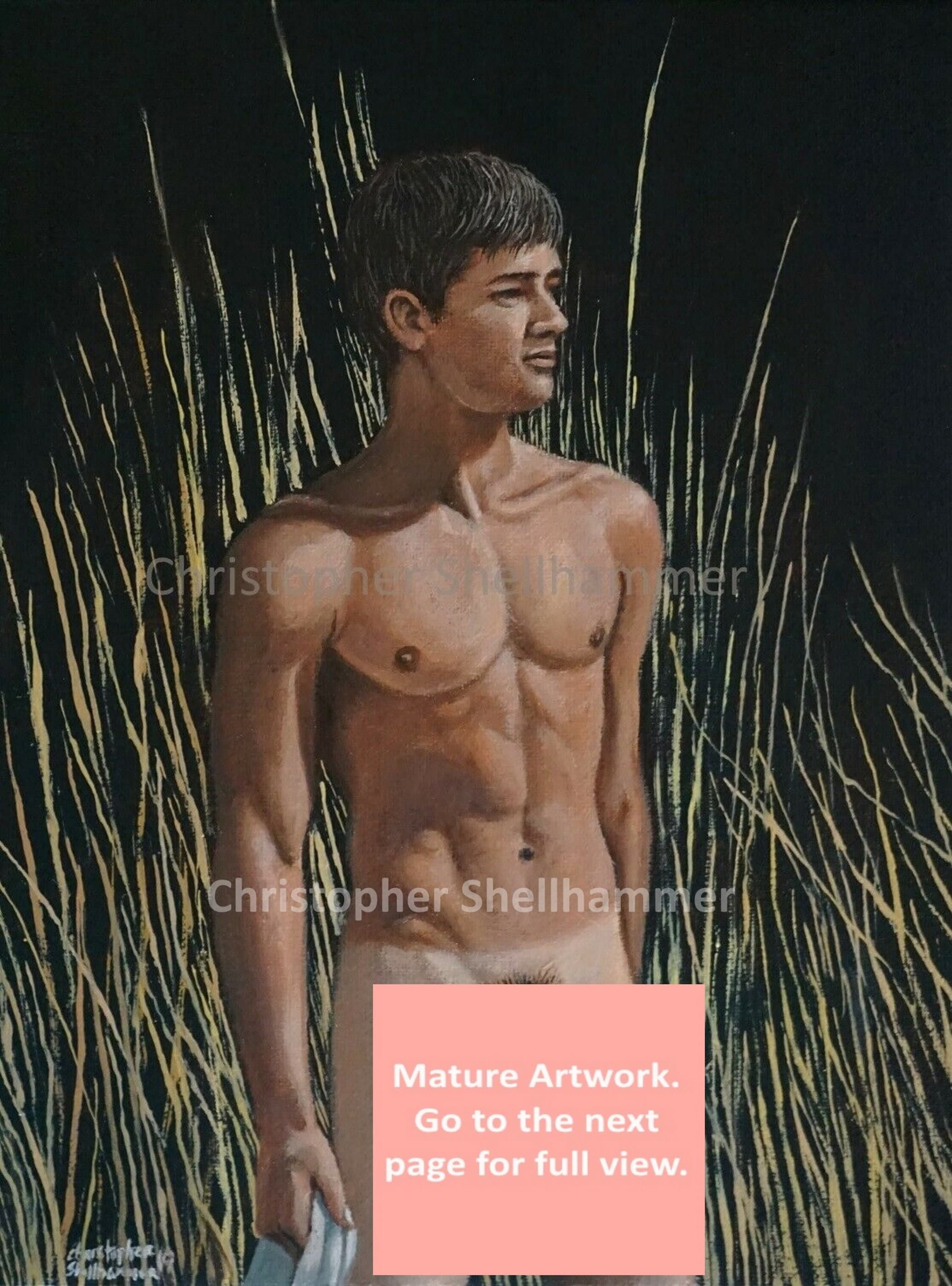Naked Male Art Print of Bather Walking in Grassy Field in 5 - Etsy UK