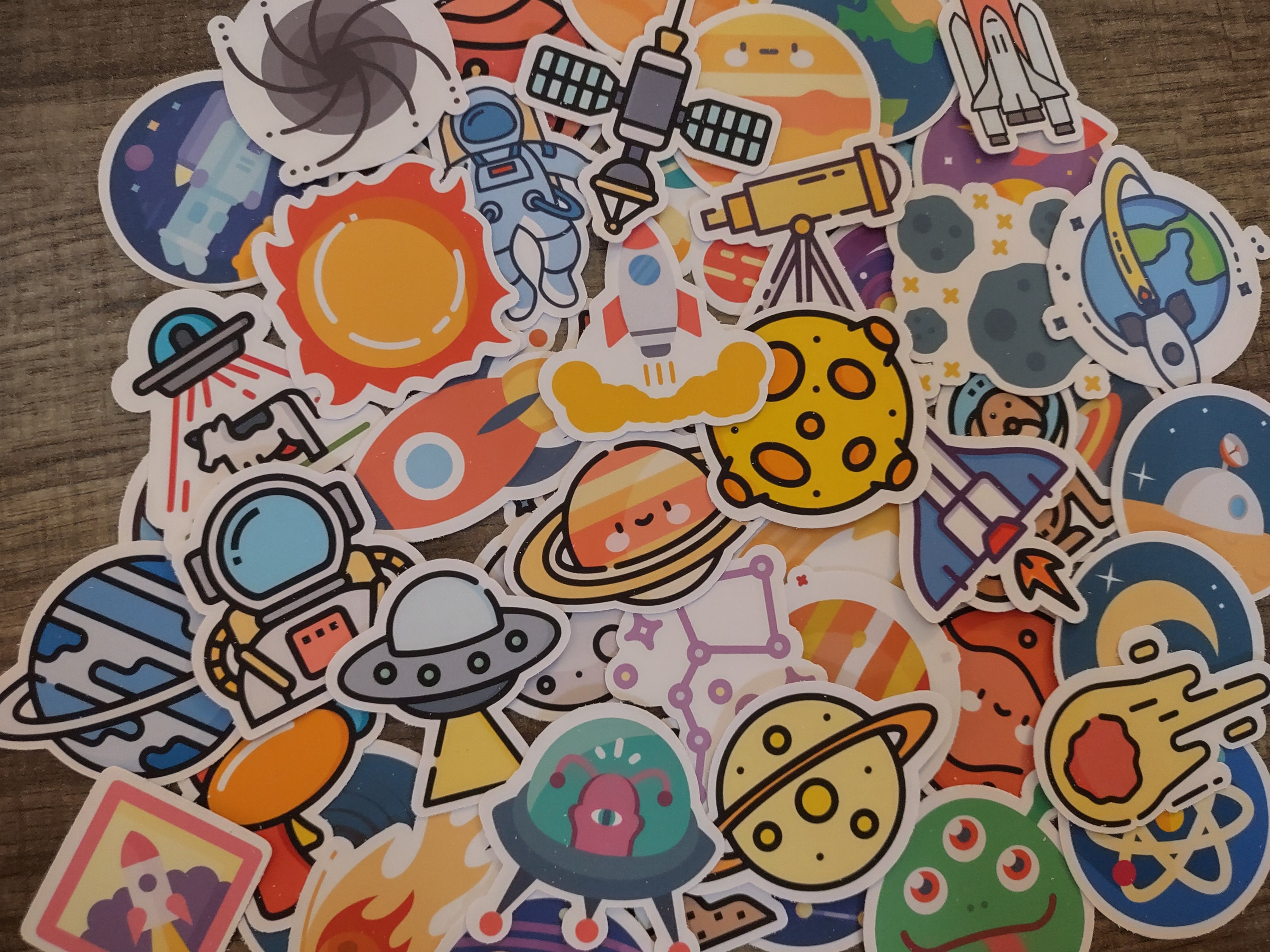 50 SPACE UFO Themed Stickers - Etsy