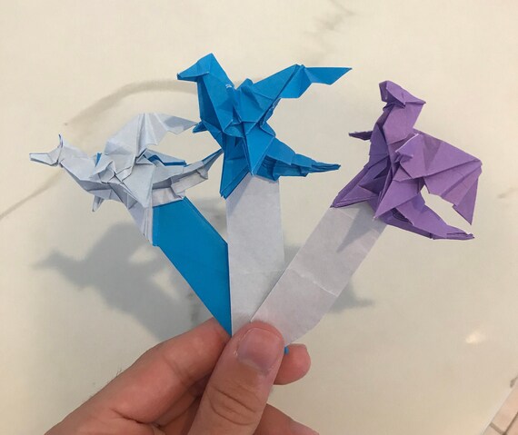 Set Of Two Origami Dragon Bookmarks