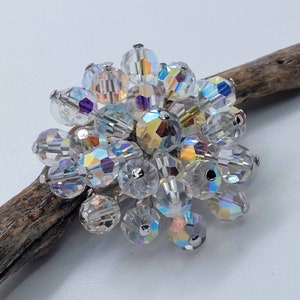 Vintage cluster brooch bursting with shimmering aurora borealis glass beads, Unique vintage jewellery, Costume cluster jewelry