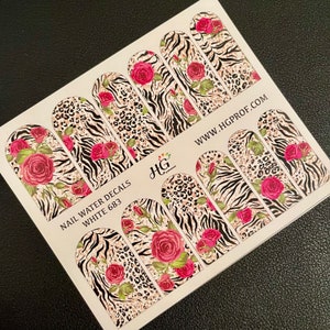 683 Water Decals, Animal Print, Leo Print, Leopard Print, Flowers, Rose.