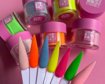 アクリル パウダー グロー イン ダーク ピンクCodeNails、夏、ネオン