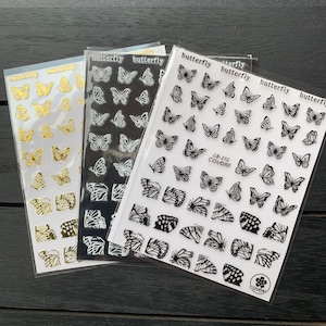 3D Stickers Butterfly Mix / Gold nail decal / nail wrap / gold nail art / nail sticker / nail supply / foil nail/ nail art /