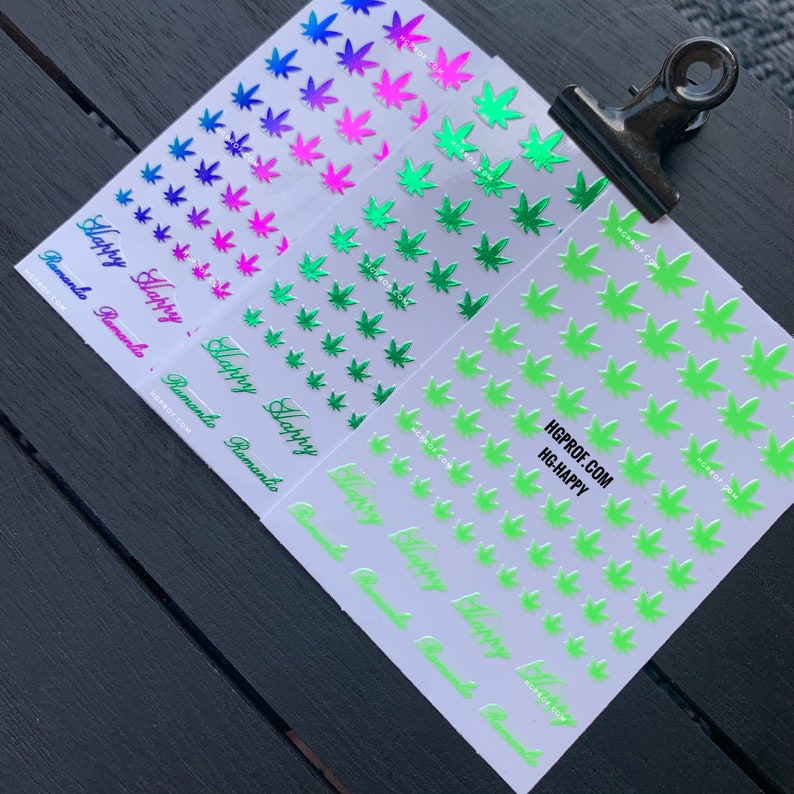 3D Stickers HG HAPPY Neon & Metallic / nail wrap / gold nail art / water decal nail / nail sticker / nail supply / foil nail/ nail art/ image 1