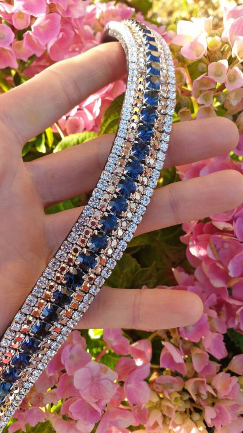Preciosa Crystal Browband Montana navy blue & Rose gold image 0