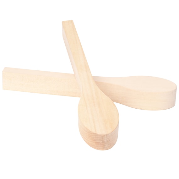 4Pcs RETYLY Wood Carving Spoon Blank Beech and Walnut Wood Unfinished Wooden Craft Whittling Kit for Whittler Starter