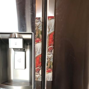 Winter Barn Snowman Christmas Refrigerator Oven Dishwasher Handle Covers