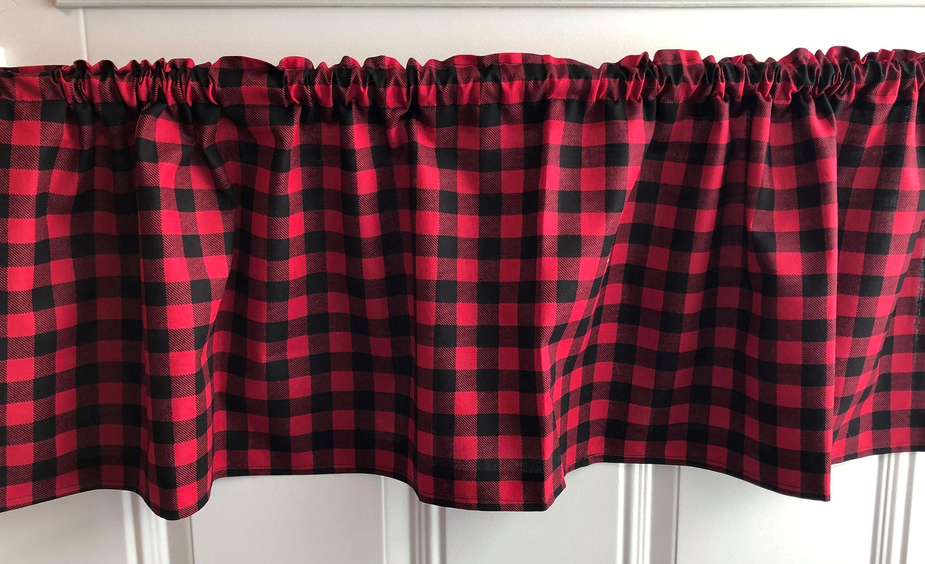 Dark Red & Black Buffalo Plaid Valances Set of 2 Etsy