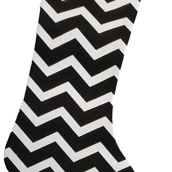 Black and White Chevron Christmas Stocking