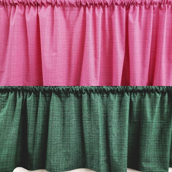 Crosshatch Valances Hot Pink or Emerald Green K4