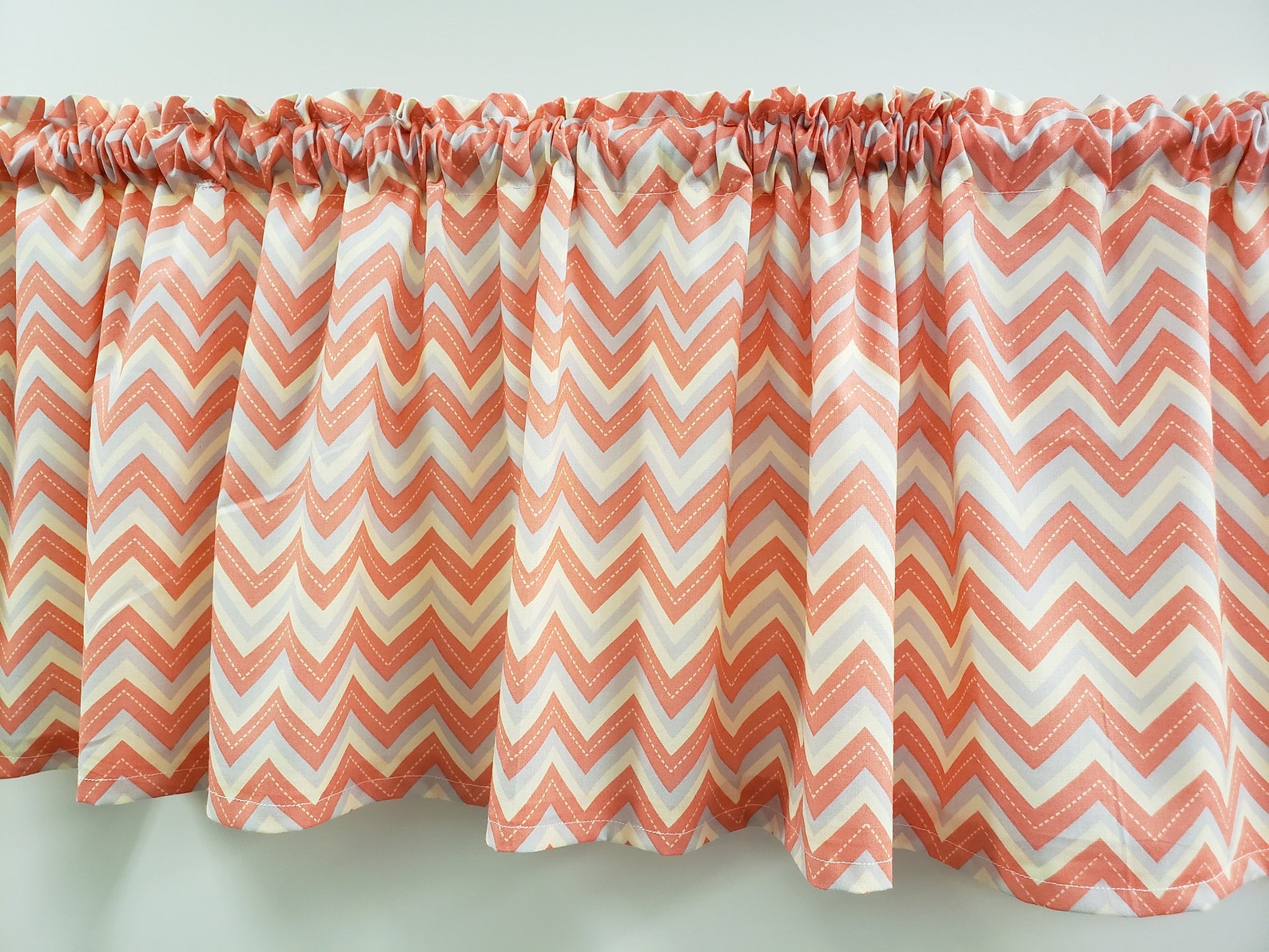 Pink Peach Gray Cream Chevron Valances set of 2 K4 - Etsy