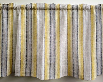 Yellow Gray Beige Stripes Swags, Valances or Curtains