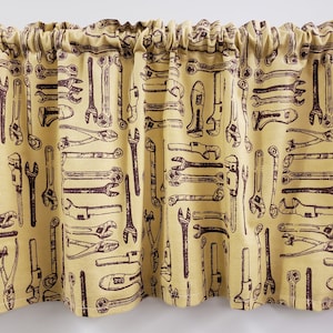 Tan & Brown Tools Valances (Set of 2) K4