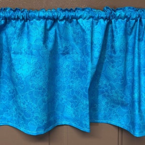 Aqua Blue Flowers Valances (set of 2) K4