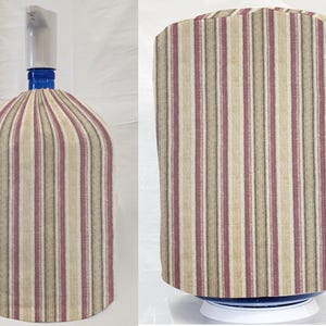 Burgundy Green Mustard Beige Stripes Water Bottle Cover