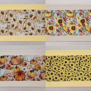 Fall Pumpkin Leaves Birds Sunflowers Corn on Terrycloth Bathmat (4 Patterns Available)