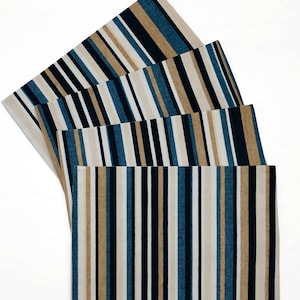 Blue Khaki Beige Stripes Placemats (4 Shapes Available)