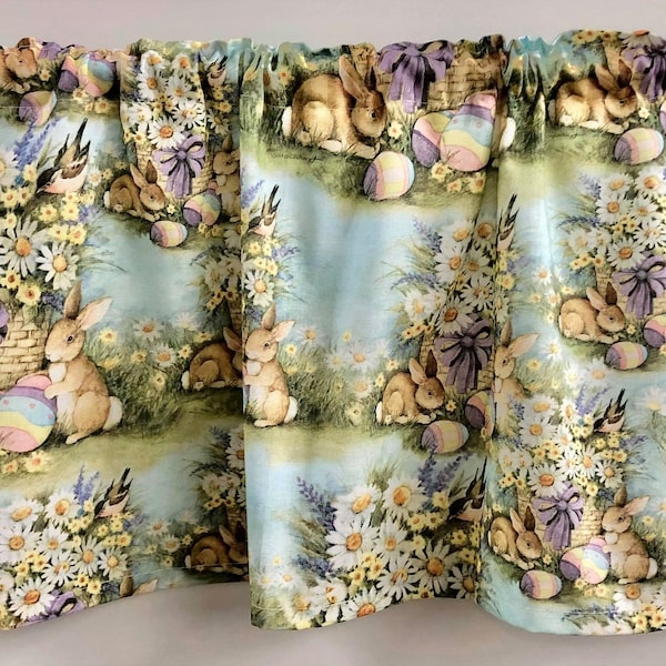 Easter Eggs & Bunnies Swags, Valances or Curtains