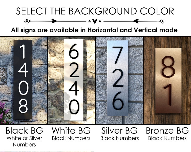 House numbers vertical and horizontal house numbers house Etsy