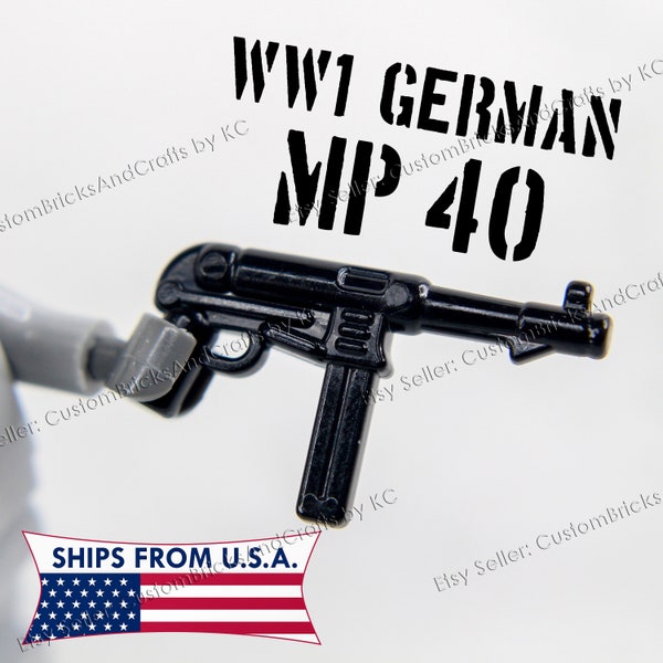 WW2 WWII German MP-40 - CUSTOM Brick Weapons Gun & Arms for Brick Minifigures