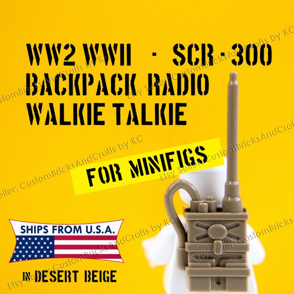 WW2 WWII SCR-300 Backpack Radio / Walkie-Talkie • Custom Made moc Miniature TOY Brick Weapons for Minifigs