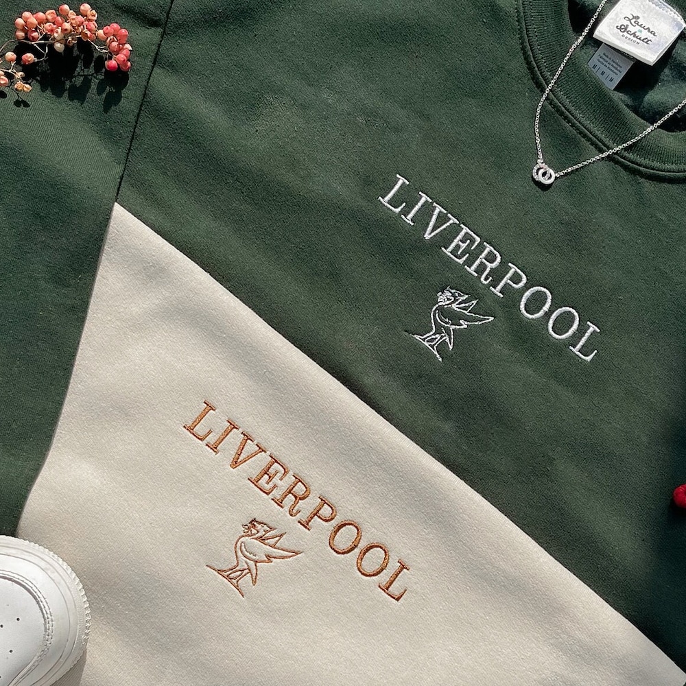 Liverpool England Embroidered Sweatshirt, Vintage Inspired Oversized 90S Jumper, Tourist City Crewnecks, Gifts For Boyfriend, Gifts For Him
