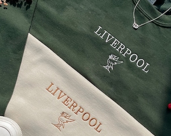 Liverpool England Embroidered Sweatshirt, Vintage Inspired Oversized 90s Jumper, Tourist City Crewnecks, Gifts for Boyfriend, Gifts for Him
