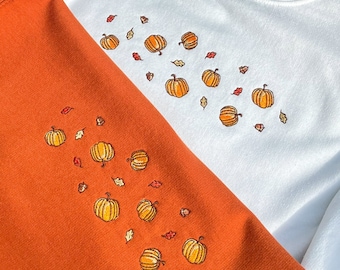 Embroidered Halloween Sweatshirt, Pumpkin Spice Autumn Design