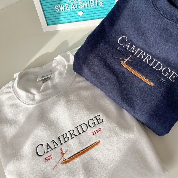 Cambridge Sweatshirt, Embroidered Sweater, Cambridge England UK Design, Vintage Jumper Embroidery, Tourist City Crewnecks