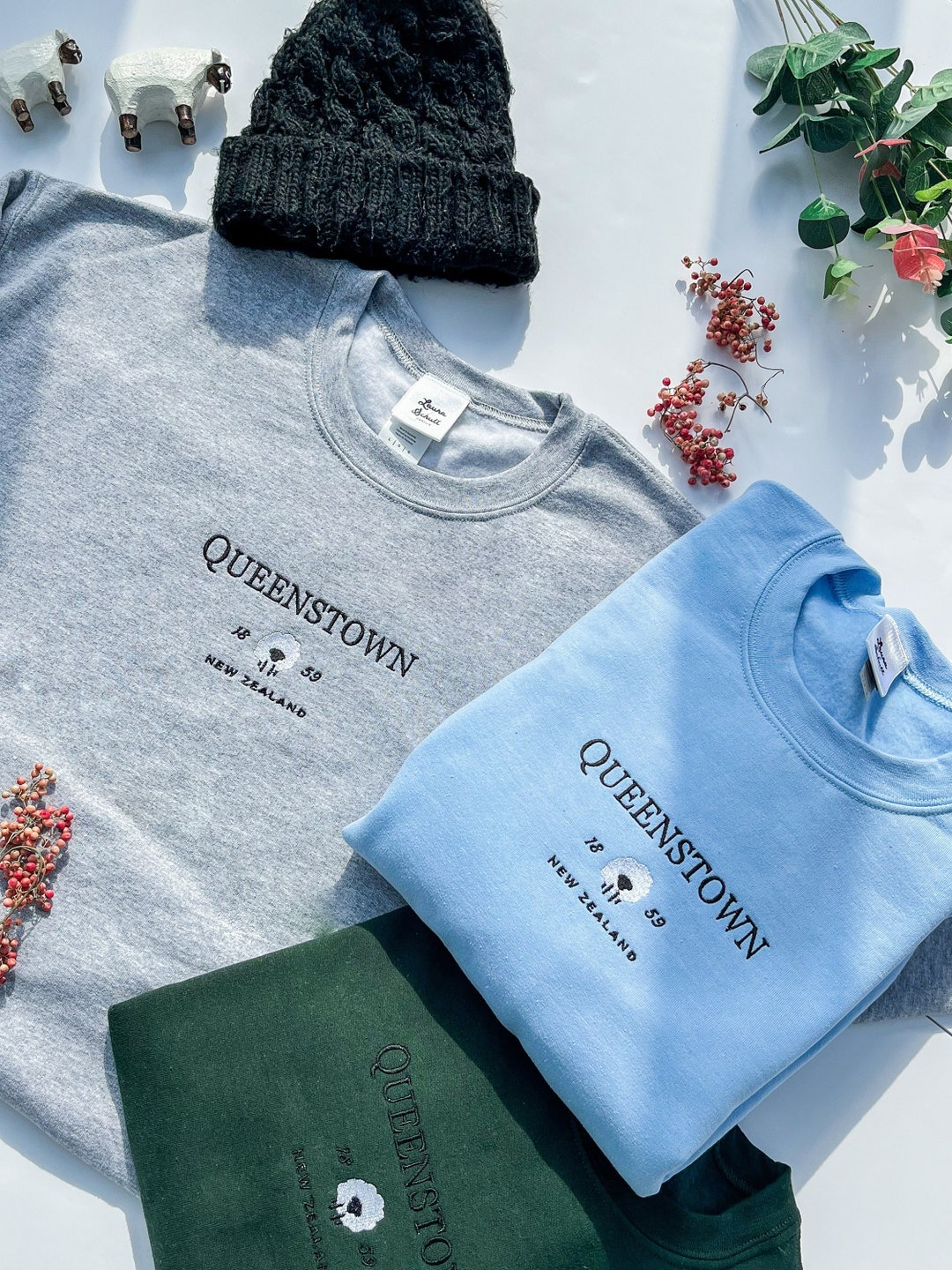 Queenstown Sheep Embroidered Sweatshirt, Queenstown New Zealand Sweater