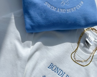 Bondi Beach Sweatshirt, Embroidered Sweater, Australia Design, Vintage Jumper Embroidery, Tourist City Crewnecks