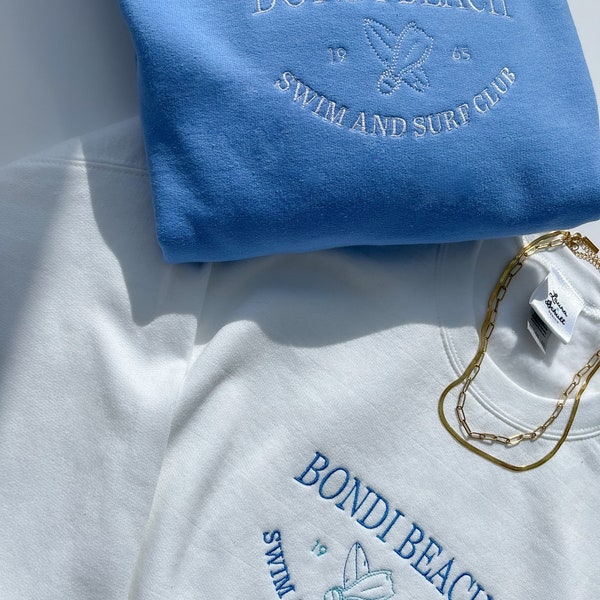 Bondi Beach Sweatshirt, Embroidered Sweater, Australia Design, Vintage Jumper Embroidery, Tourist City Crewnecks