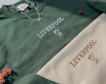 Liverpool England Embroidered Sweatshirt, Last Minute Valentines Gift for Him, Vintage Inspired Oversized 90s Jumper, Tourist City Crewnecks