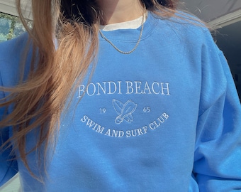 Bondi Beach Sweatshirt, Embroidered Sweater, Australia Design, Vintage Jumper Embroidery, Tourist City Crewnecks