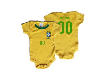 Brazil Football Carnival Newborn Baby Boy Girl Romper Jumpsuit Long Sleeve Bodysuit Overalls Outfits Clothes