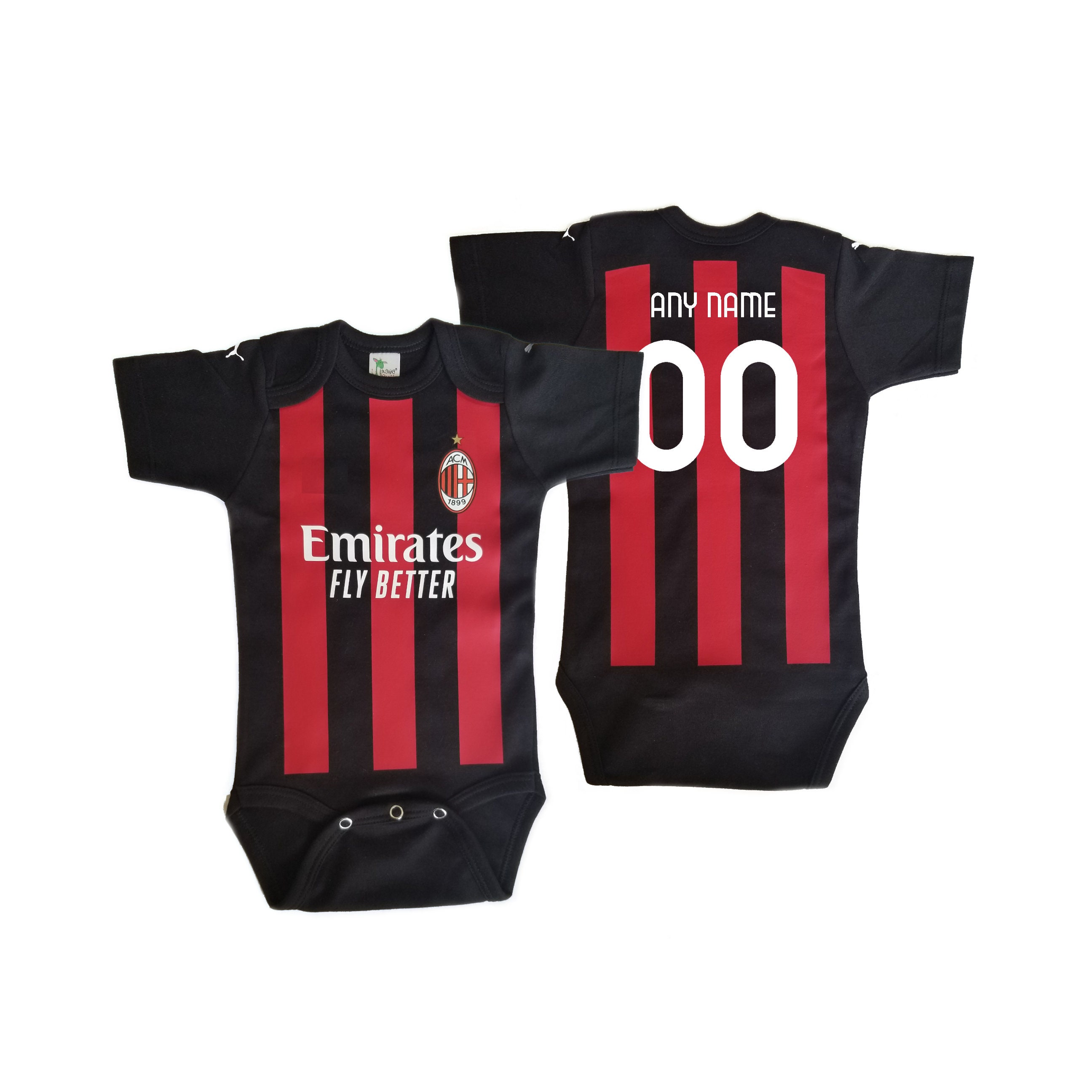 Ac Milan Inspired Soccer Baby Jersey Bodysuit Etsy