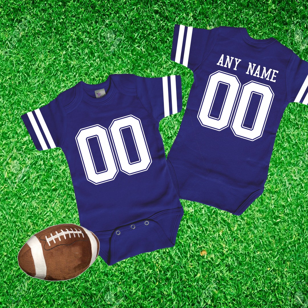 Navy Blue and White Baby Football Jersey Bodysuit Etsy