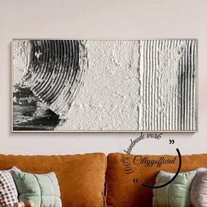 Large White Textured Wall Art, Black And White Wall Art,Black And White 3D Abstract Painting,Original Art Painting,Hand-paint Textured Art