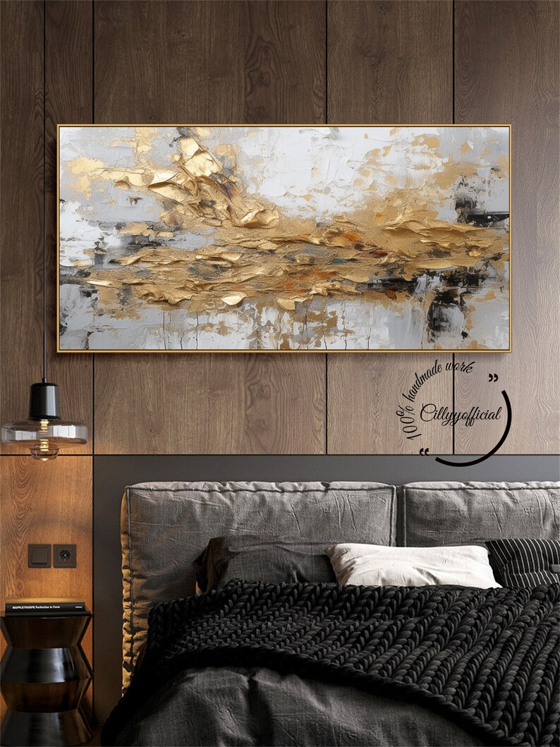 Large Abstract Gold Texture Oil Painting on Canvas,gold Abstract Wall
