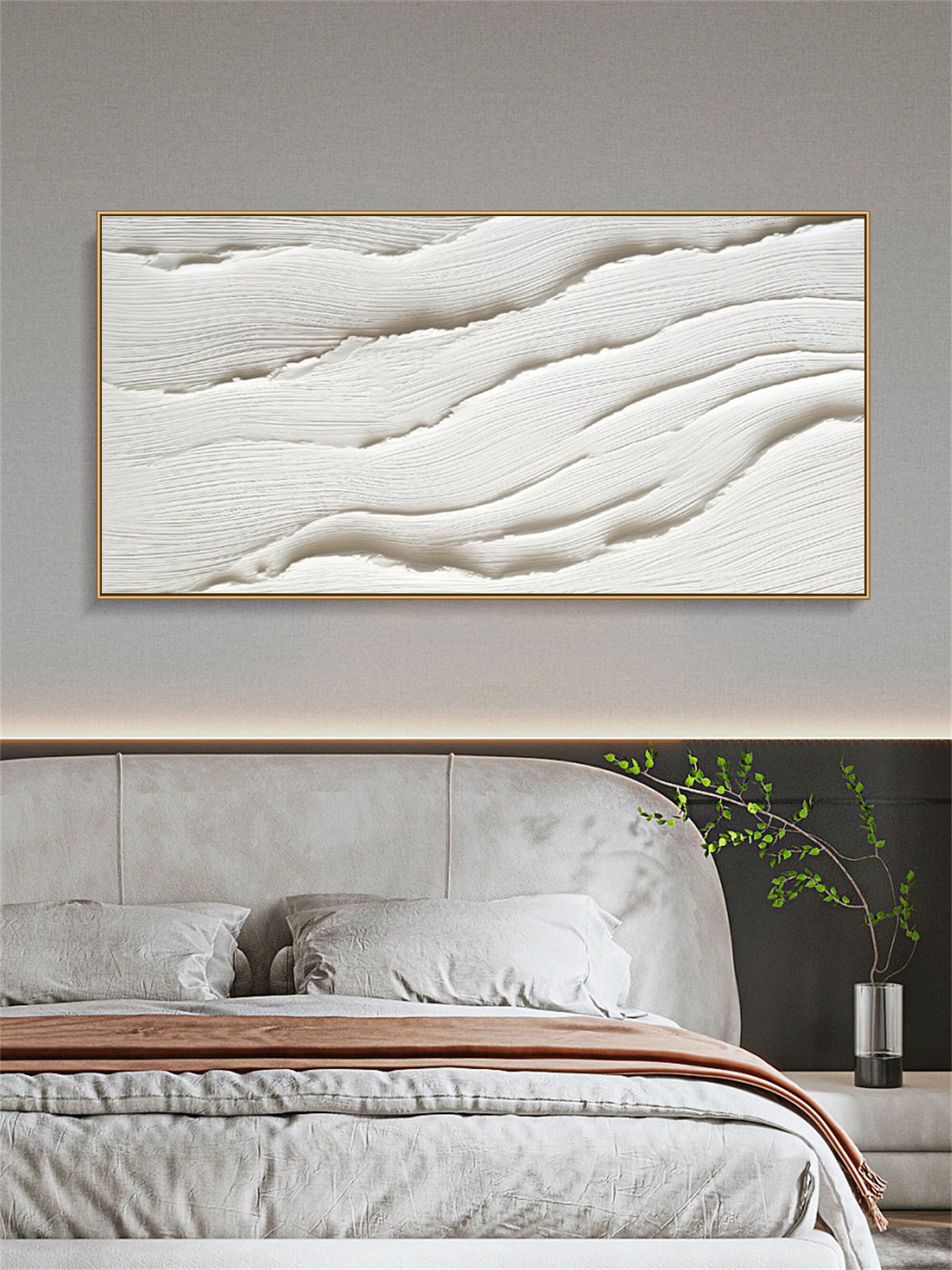 Large White 3D Texture Painting,white 3D Textured Wall Art,white ...