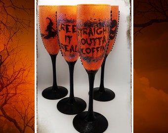 Hand Painted 3D Halloween Wine Glass, Fall Wine Glass Gift For Halloween, Halloween Decor, Halloween Wedding Favors, Halloween Silhouettes Hand Painted 3D Halloween Wine Glass, Fall Wine Glass Gift For Halloween, Halloween Decor, Halloween Wedding Favors, Halloween Silhouettes