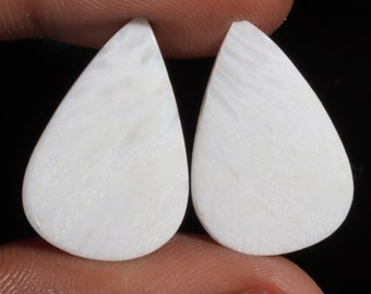 15 Ct. Natural White Scolecite Pear Shape Smooth Loose Gemstone, Top Quality Scolecite Gemstone, For Making Jewelry, 24X16X3 MM T-1824