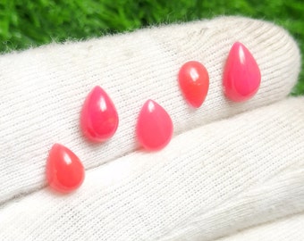 6 Ct. Natural Pink Ethiopian Opal Pear Shape Cabochons Gemstone, 5 Pcs Lot Top Quality Ethiopian Opal Gemstone, 8x6x3-11x7x4MM-14912