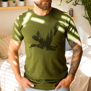 Forest Duck Mens Graphic Tees Forest Mens Tshirt Outdoor Shirts Gift for Men Mountain Shirts Hiking Shirt Outdoor Adventure Dad Gift